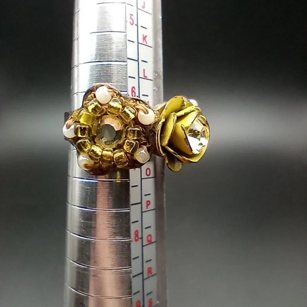 Cottagecore fairy blooming rose floral ring size adjustable R223